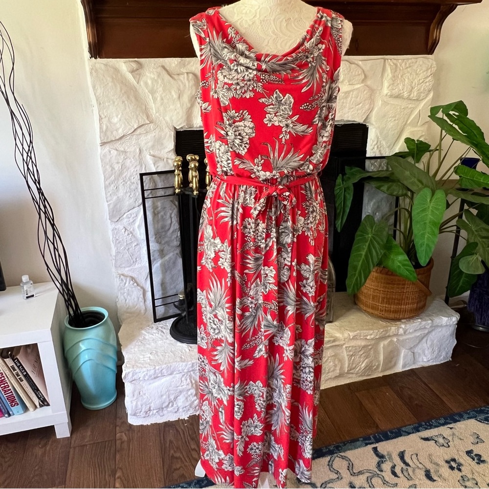 Enfocus Studio orange print sleeveless dress women’s size 8